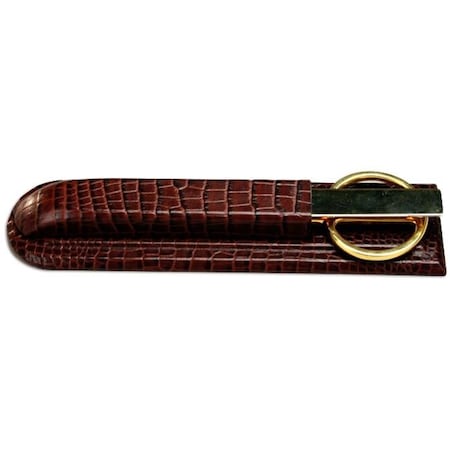 Dacasso Dacasso A2027 Brown Crocodile Embossed Leather Library Set A2027